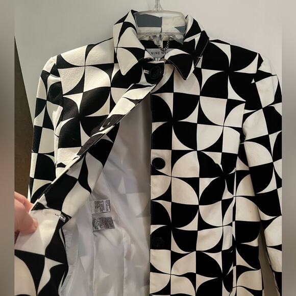 NEW Nine West Vault Vintage Trench Coat Nine West Mod Geometric Retro Flowers - Picture 3 of 13